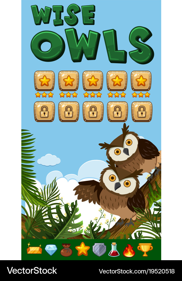 Background design for game with wise owls vector image