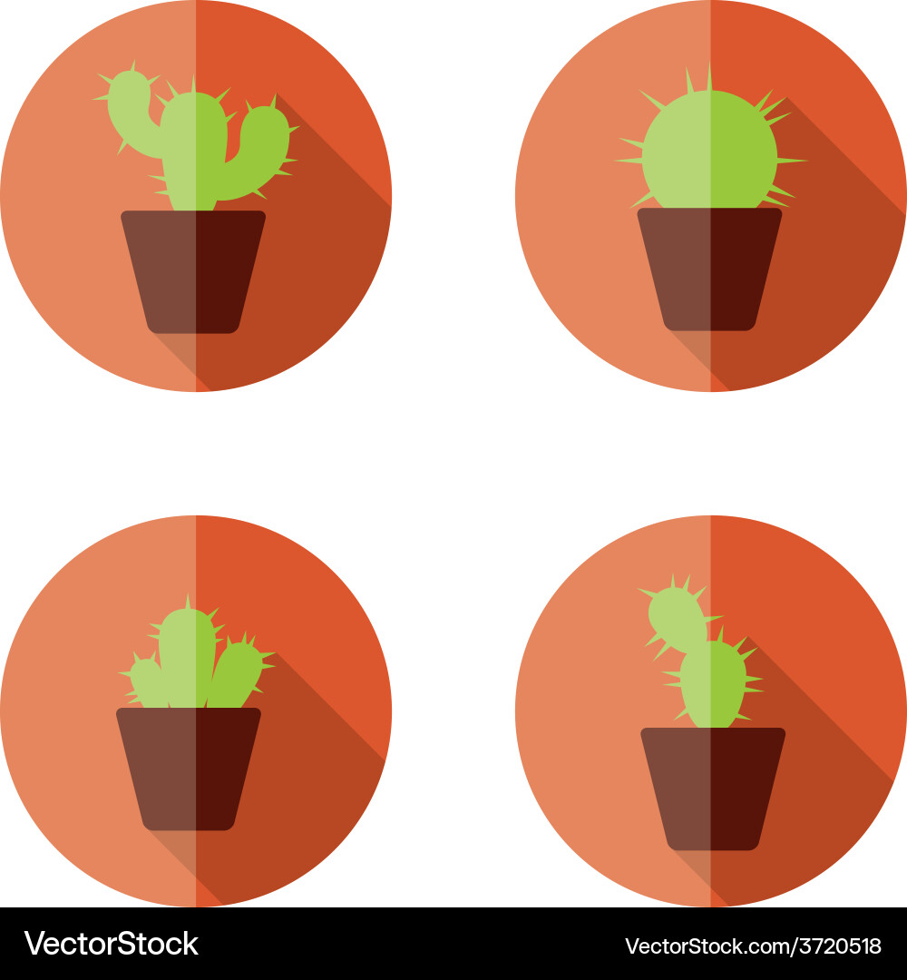 Cactus Flat Icons Set Royalty Free Vector Image