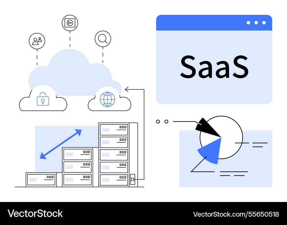 Cloud computing and saas concept with data storage Vector Image