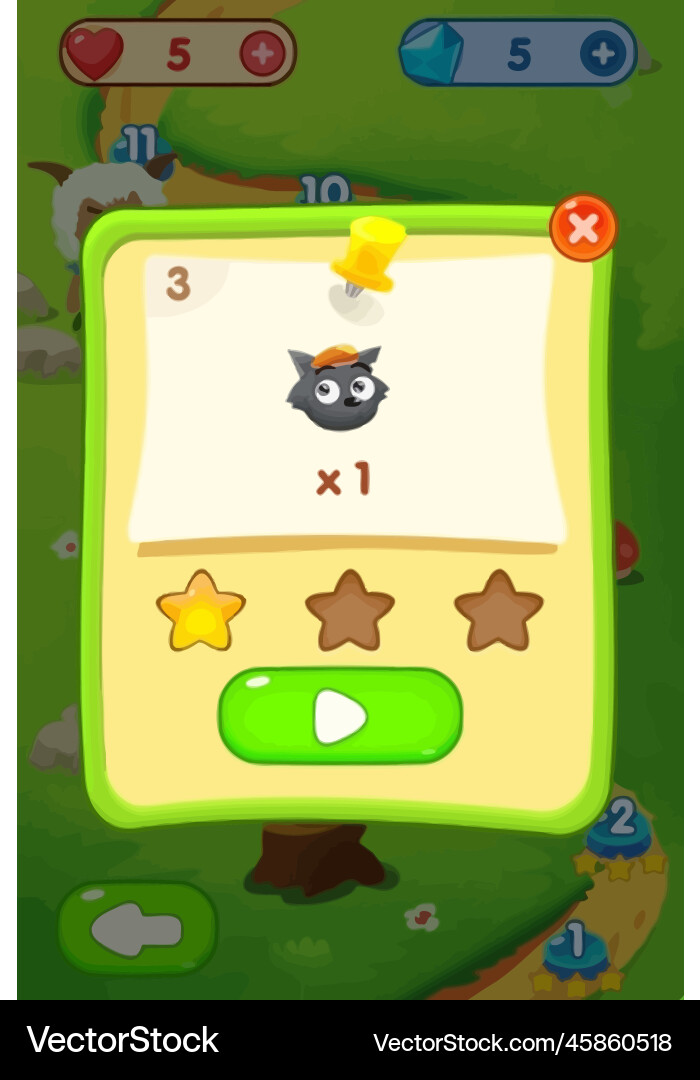 Complete set of level button game ui pop-up icon vector image