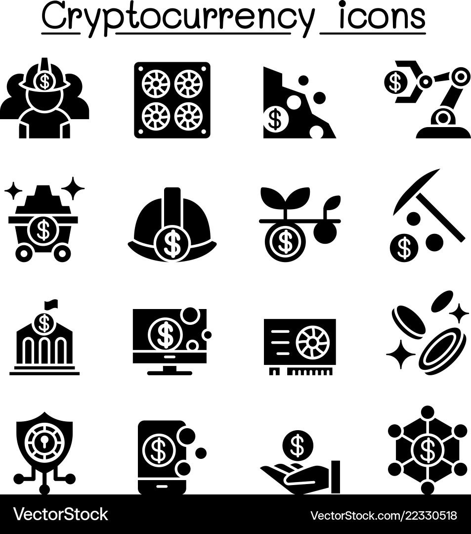 Cryptocurrency Blockchain Icon Set vector image