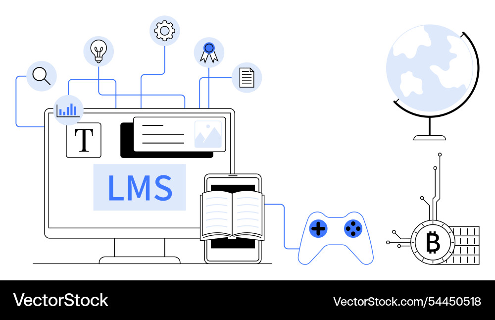 Digital learning management system with modern Digital learning management system with modern vector image