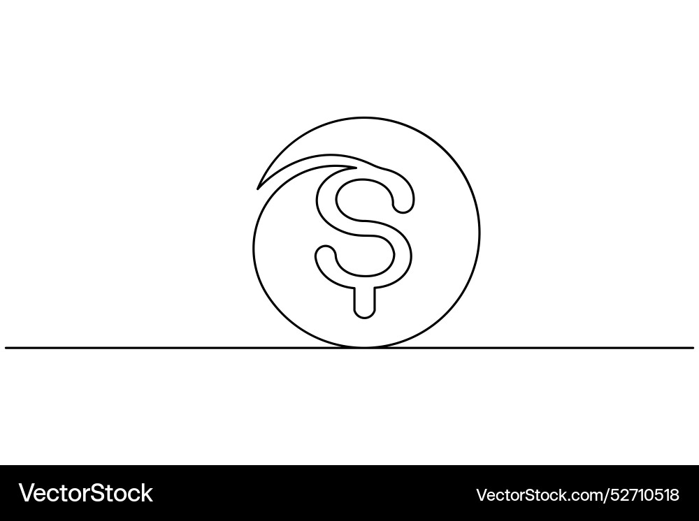 Dollar icon continuous one line drawing of isolate Dollar icon continuous one line drawing of isolate vector image
