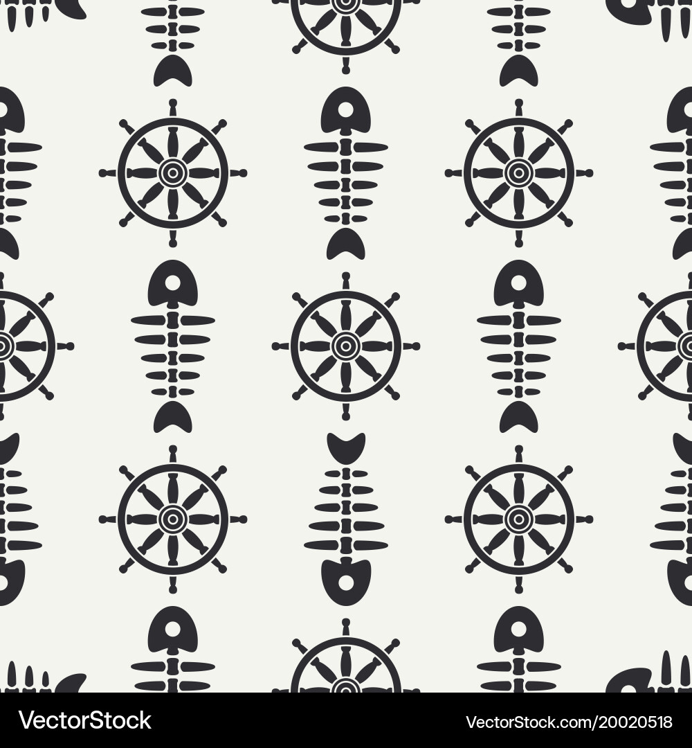 Flat line monochrome seamless pattern ocean Vector Image