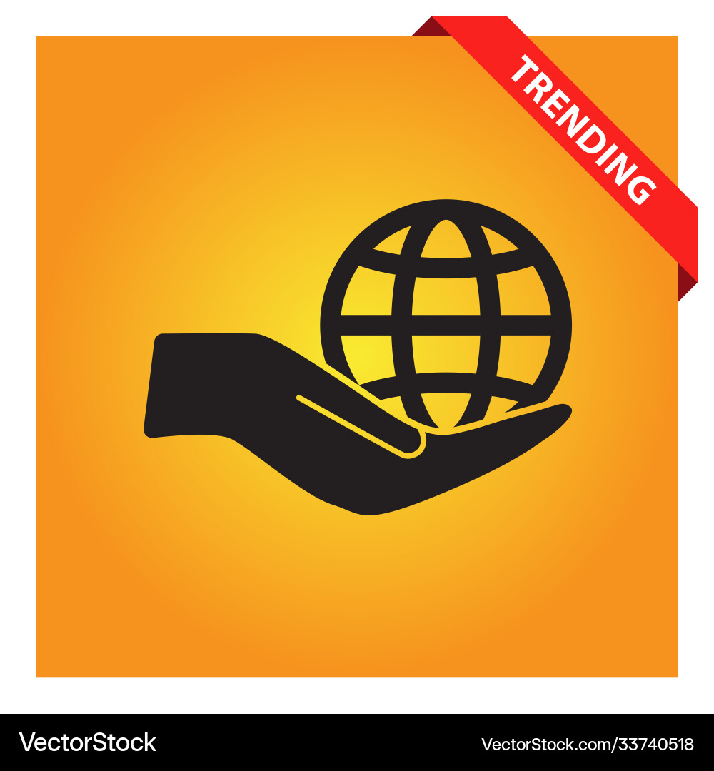 Globe in hand icon for web and mobile Globe in hand icon for web and mobile vector image