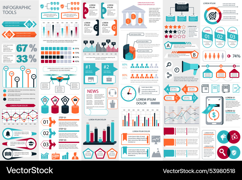 Infographic elements data visualization design vector image