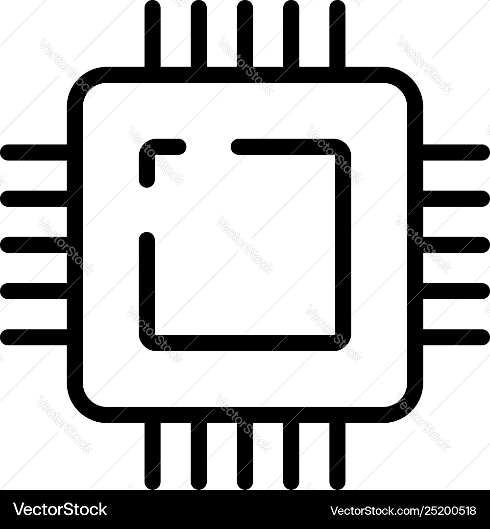 Microprocessor icon outline style Microprocessor icon outline style vector image