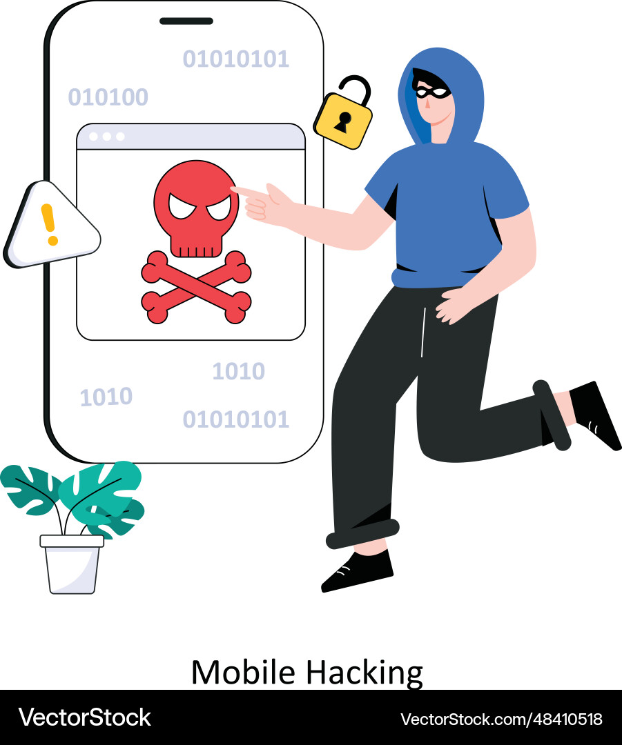 Mobile hacking flat style design Vector Image