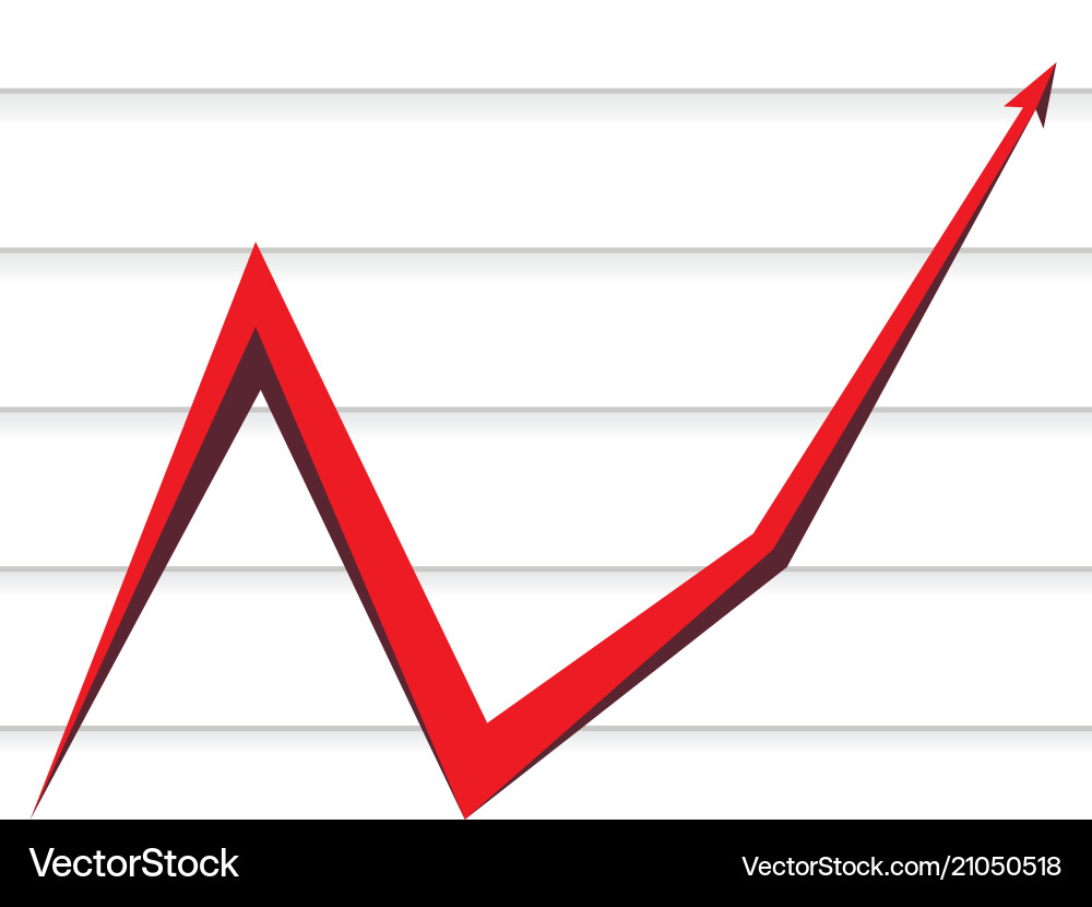 Red arrow on the background of lines vector image