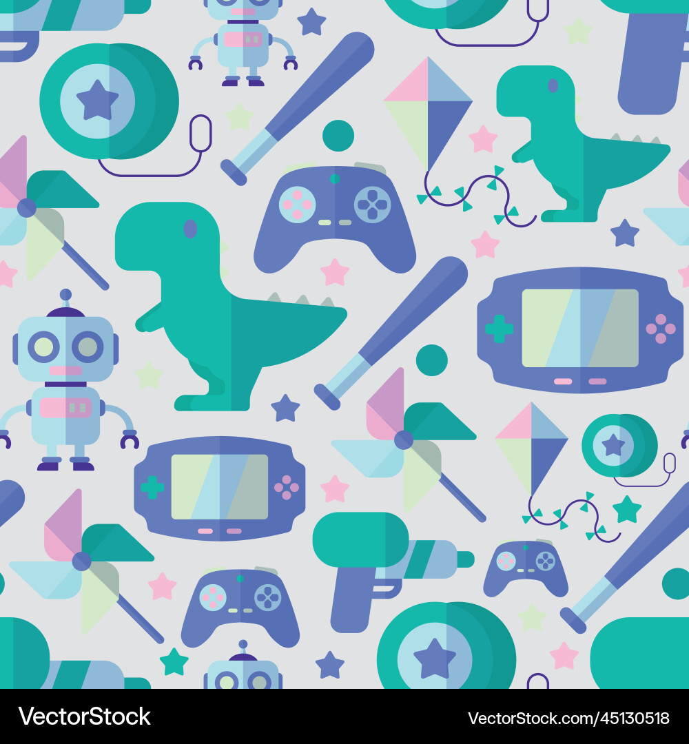 Seamless pattern background with toy icons Vector Image