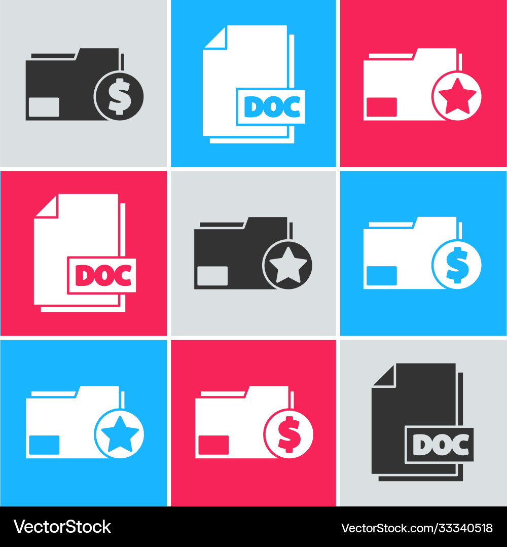 Set finance document folder doc file Set finance document folder doc file vector image
