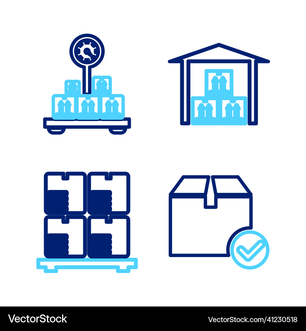 Set line package box with check mark cardboard Vector Image