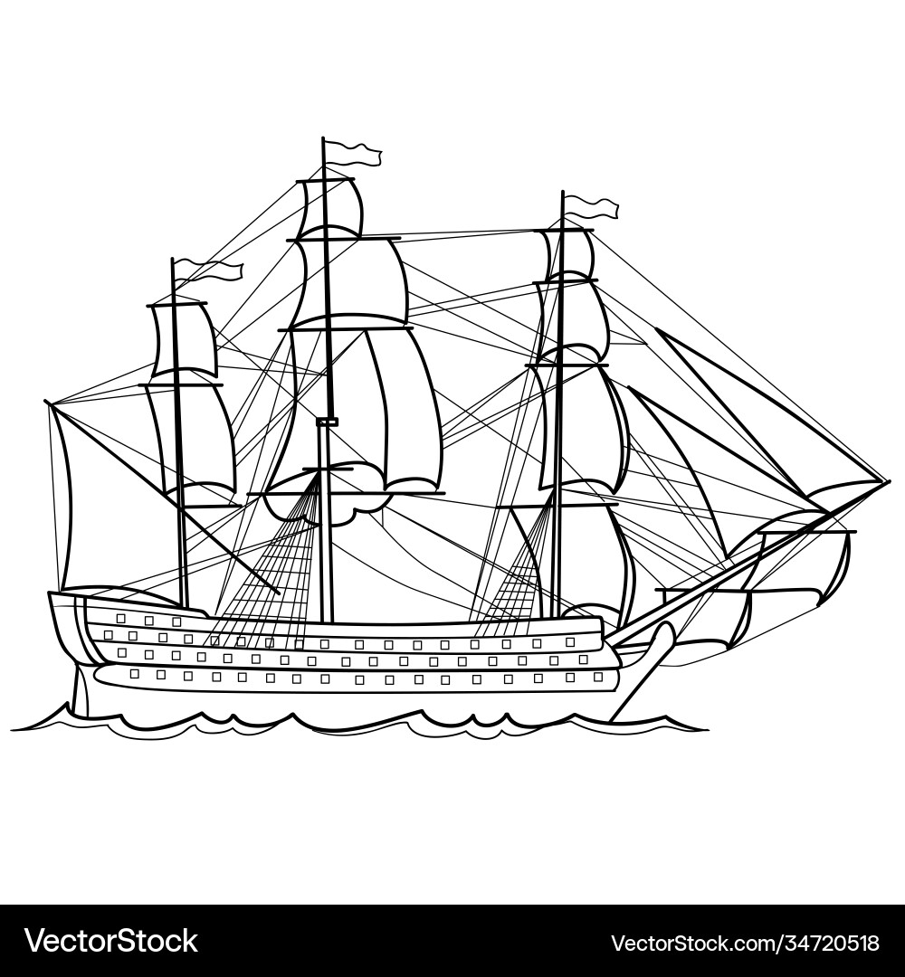 Sketch ein altes Segelschiff Färbung Buch Sketch ein altes Segelschiff Färbung Buch vektorbild