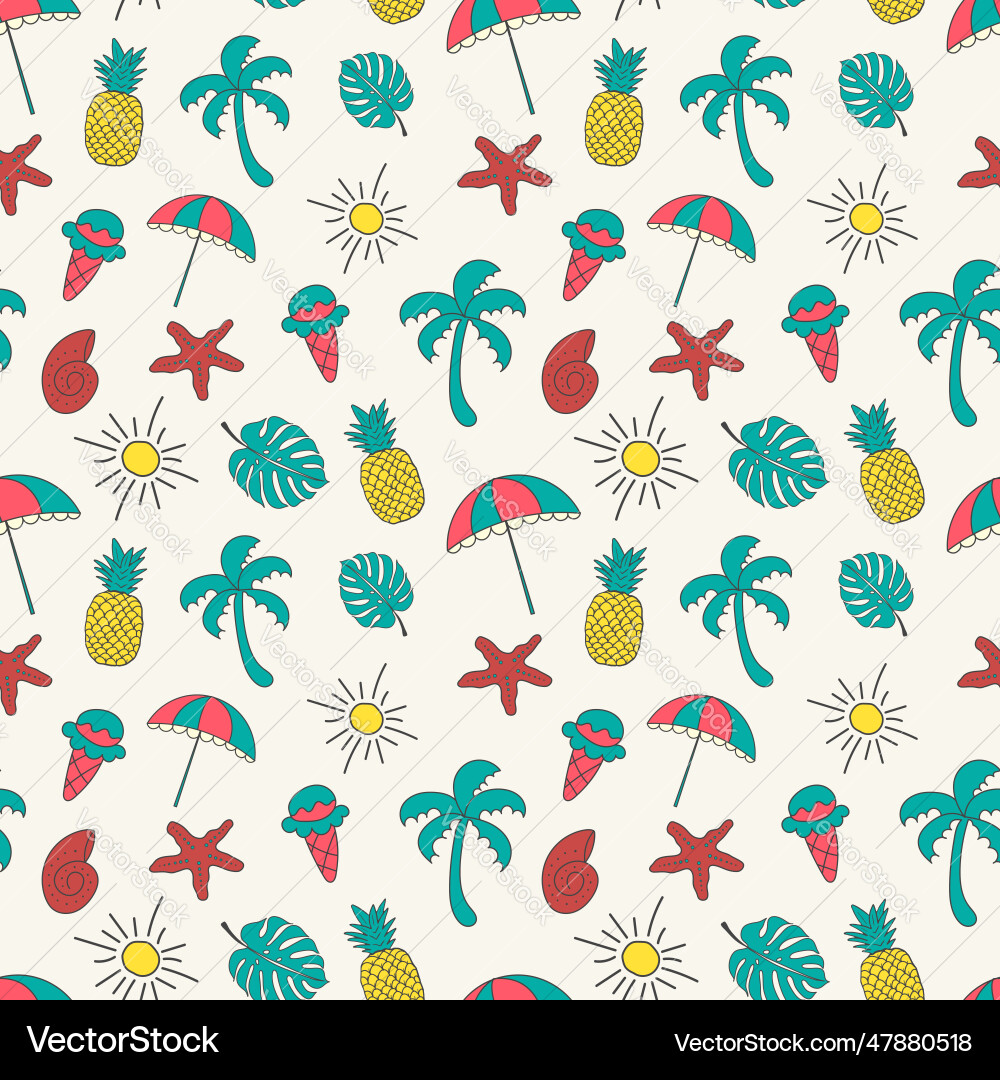 Summer seamless pattern background with colorful Summer seamless pattern background with colorful vector image