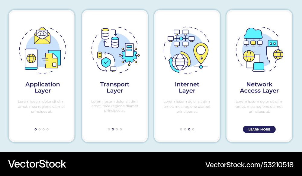 Tcp-ip onboarding mobile app screen Tcp-ip onboarding mobile app screen vector image