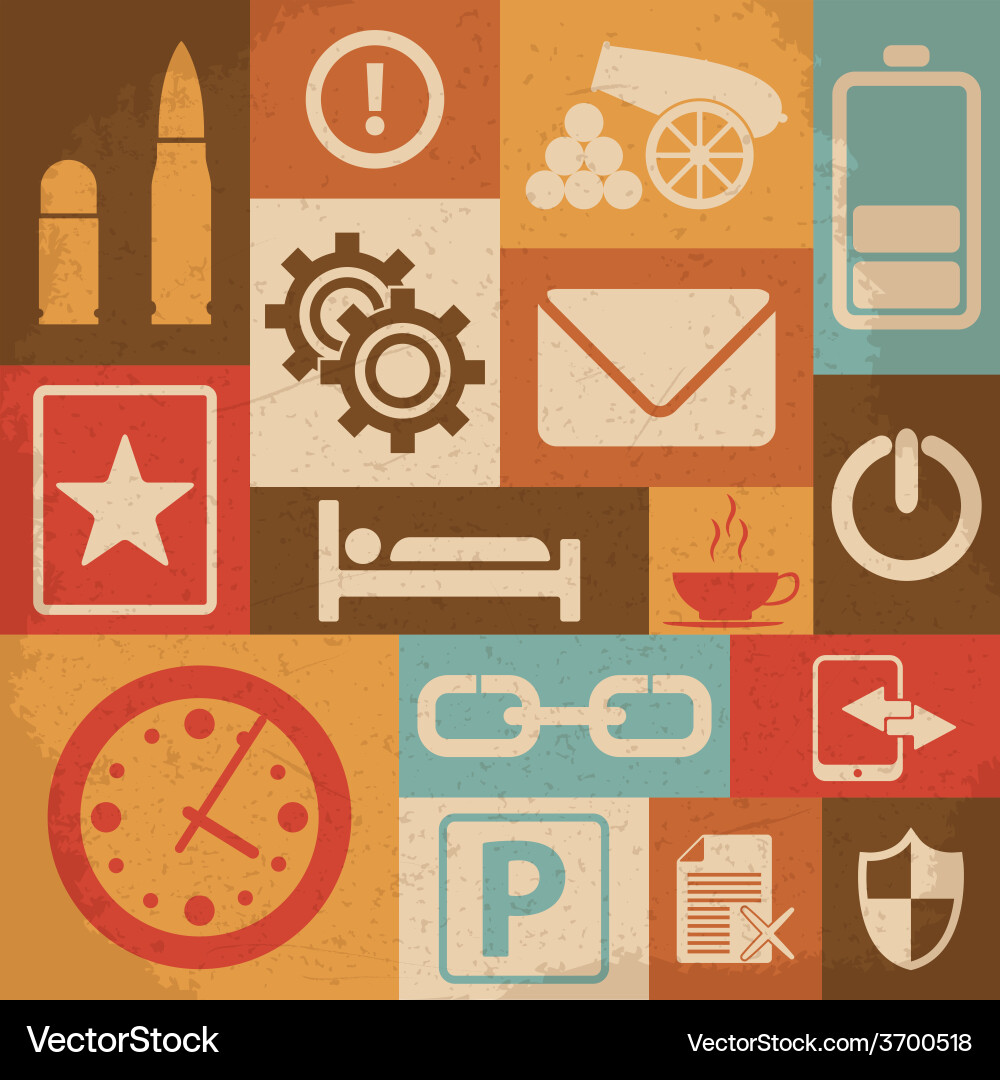 Universal retro icons for web and mobile vector image