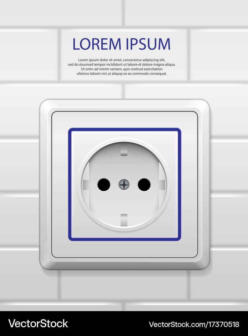 White power socket with shadow isolated realistic vector image