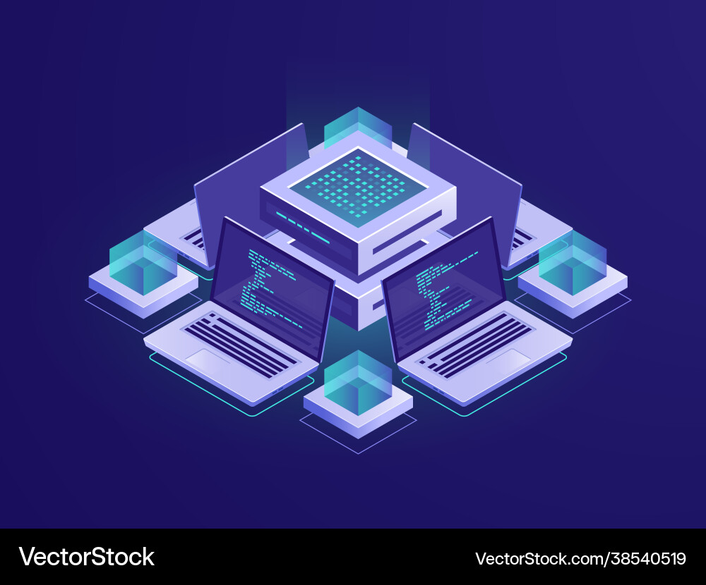 Artificial intelligence isometric icon server Artificial intelligence isometric icon server vector image