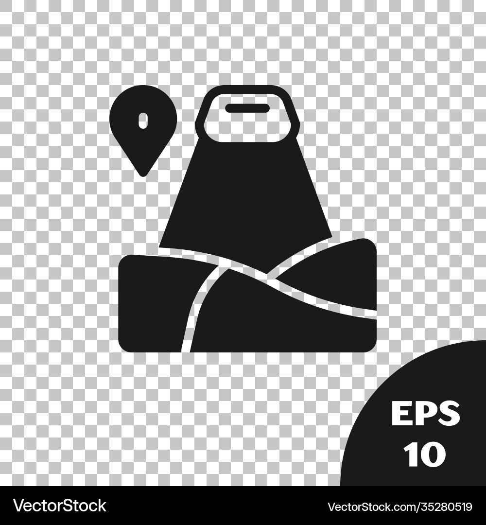 Black map pointer with mountain icon isolated Black map pointer with mountain icon isolated vector image