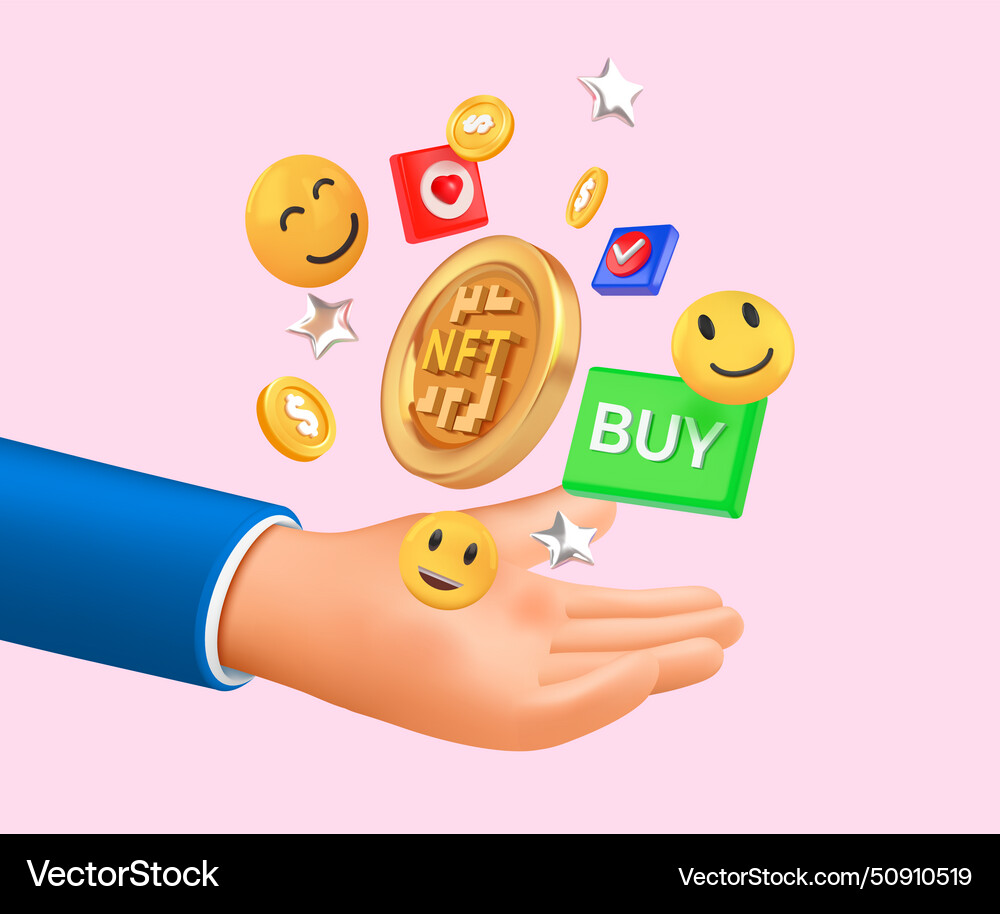 Crypto coins 3d hand buy nft tokens digital – Royalty-Free Vector |  VectorStock
