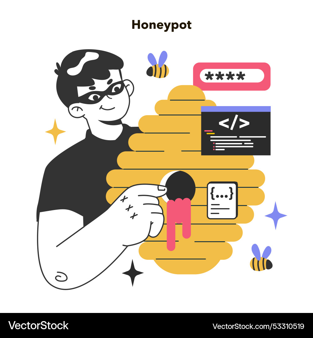 Honeypot computer security mechanism set Honeypot computer security mechanism set vector image