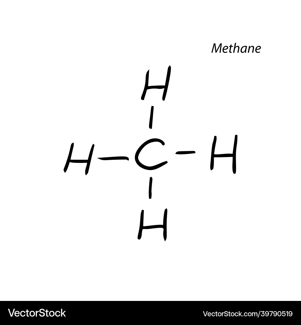 Methane molecule formula hand drawn imitation icon Methane molecule formula hand drawn imitation icon Vector Image