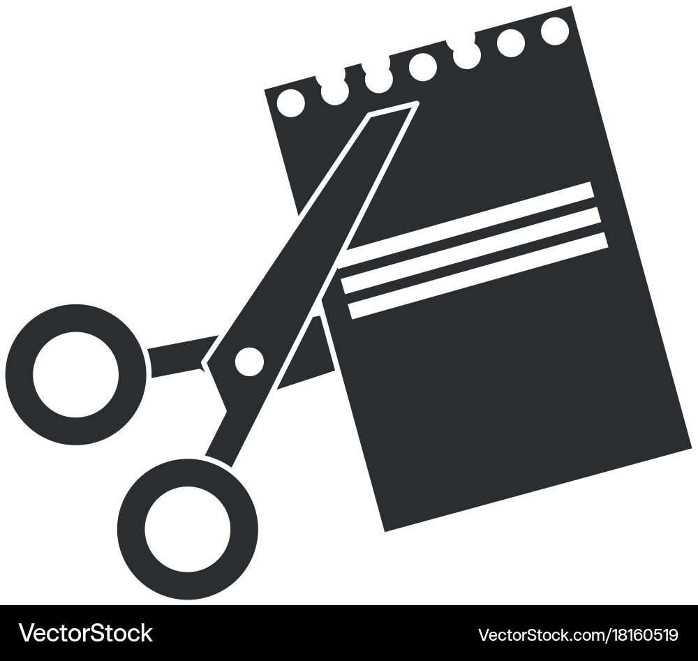 Scissors cut with notebook sheet vector image