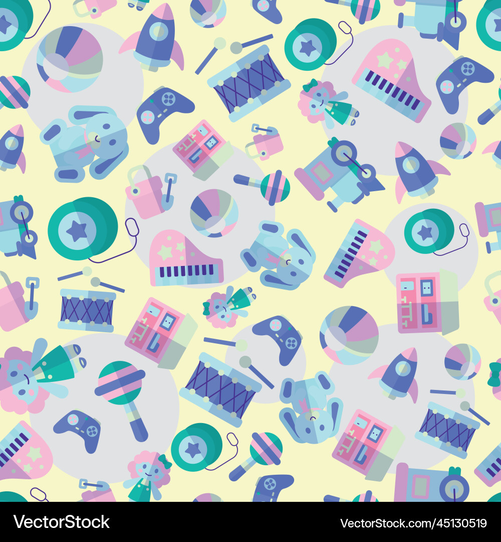 Seamless pattern background with toy icons vector image