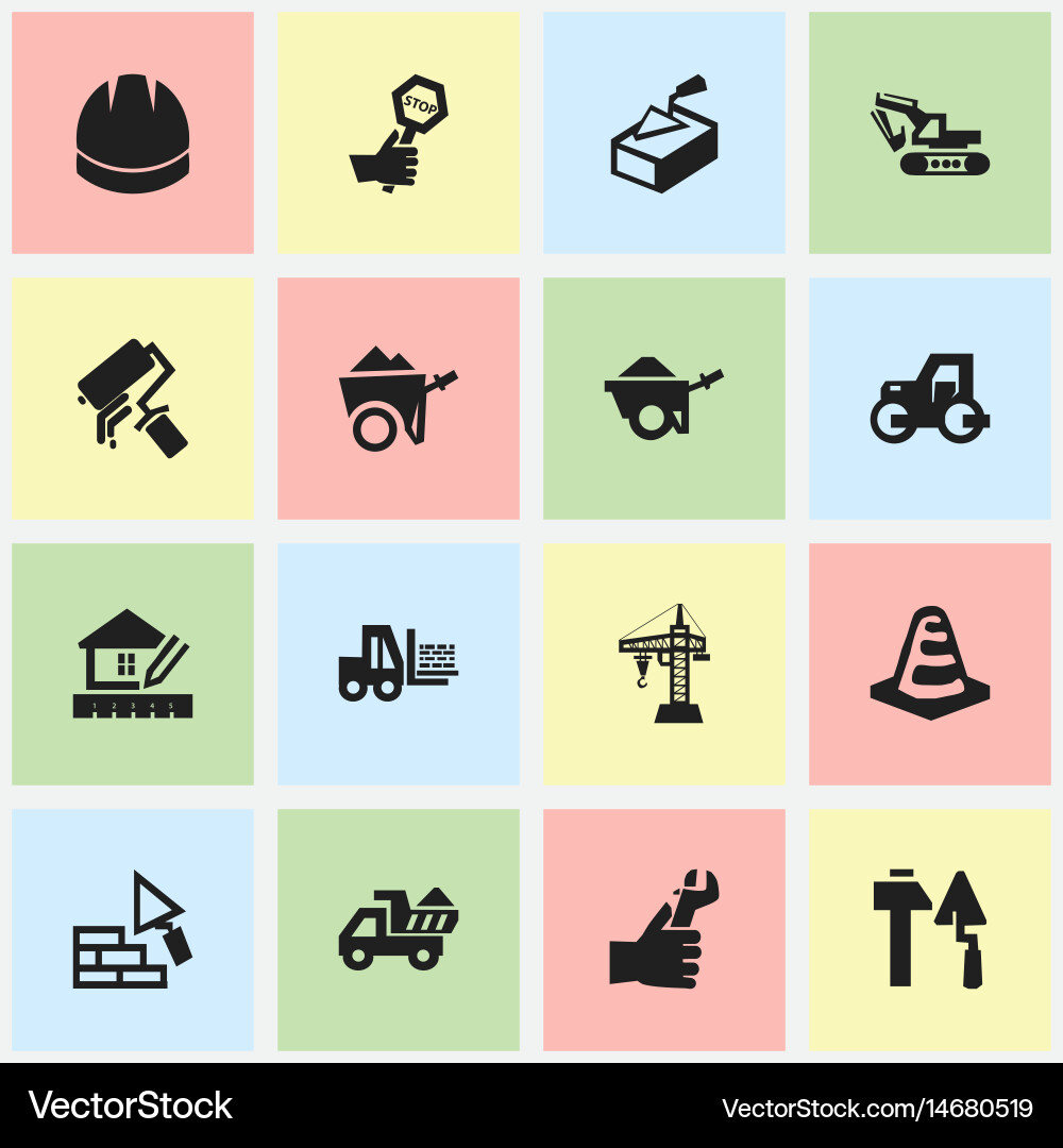 Set of 16 editable structure icons includes vector image