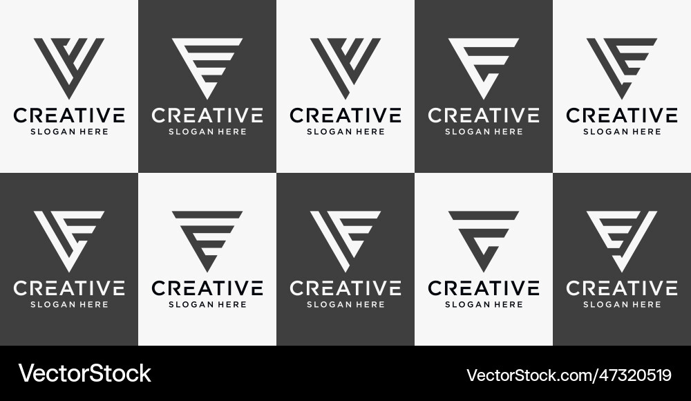 Set of monogram logo design template initial Set of monogram logo design template initial Vector Image