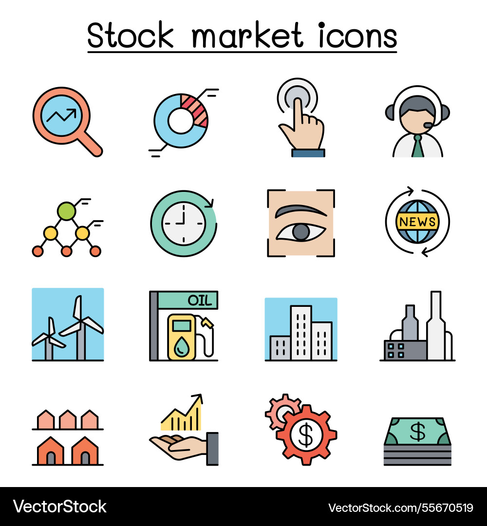 Stockmarkt Geldbörse Icon Set Stockmarkt Geldbörse Icon Set vektorbild