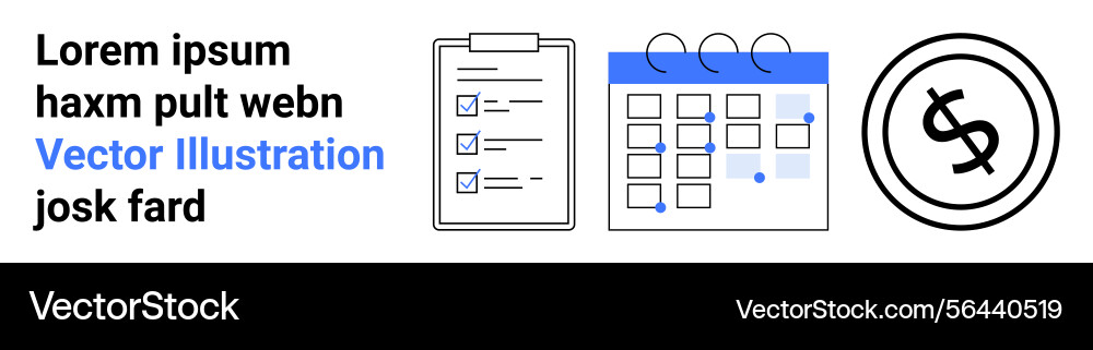 Task checklist calendar scheduling and financial Task checklist calendar scheduling and financial vector image
