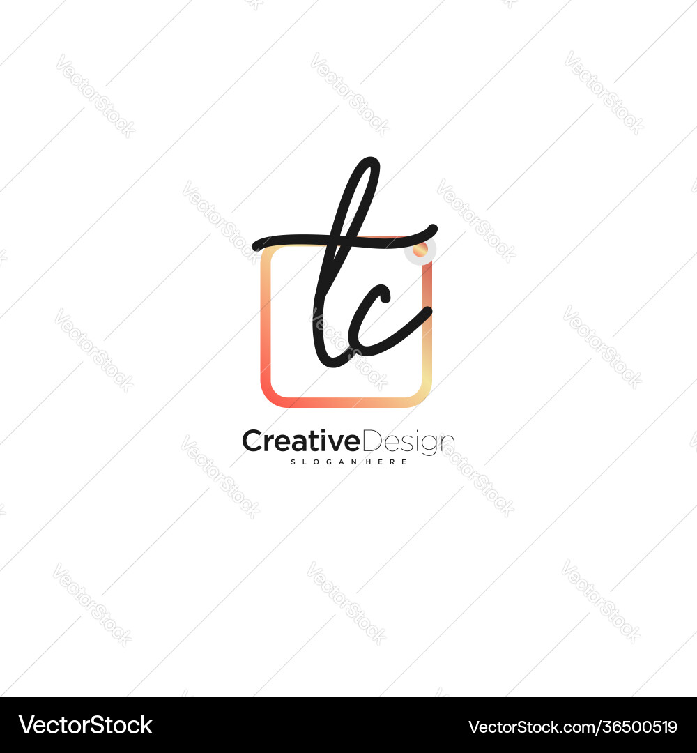 TC Initial Letter Logo - Elegant Script vector image