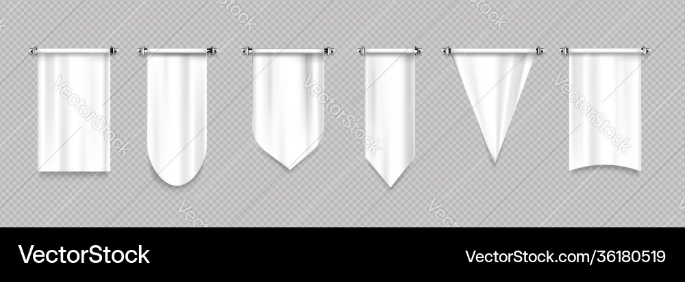 White canvas pennant flags different shapes White canvas pennant flags different shapes vector image