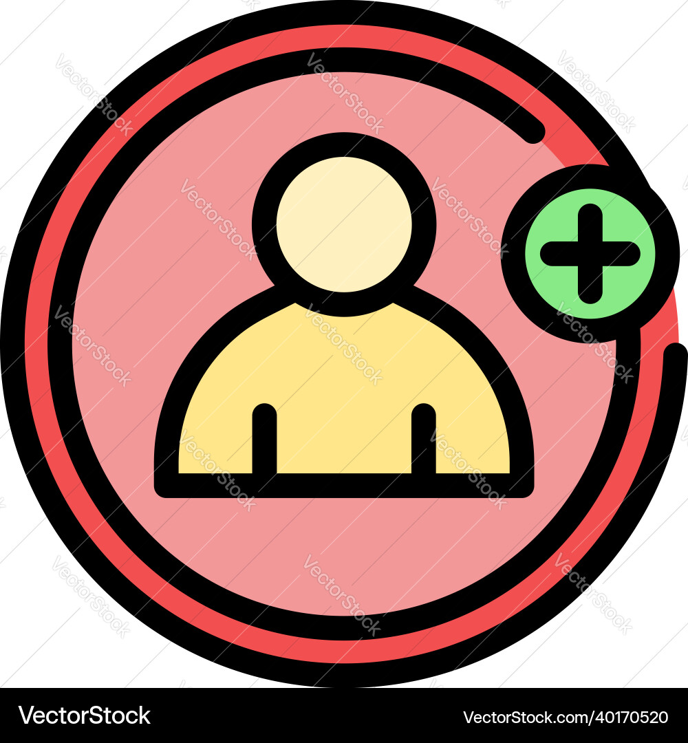 Add friend request icon color outline Add friend request icon color outline vector image