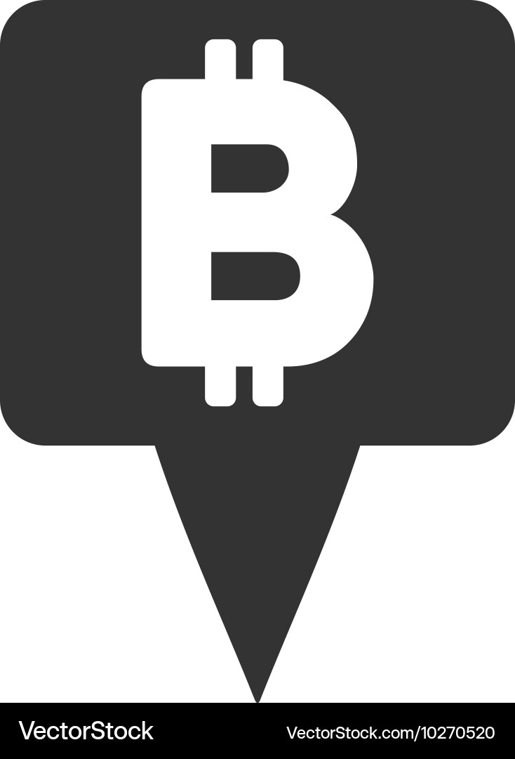 Bitcoin map pointer flat icon vector image
