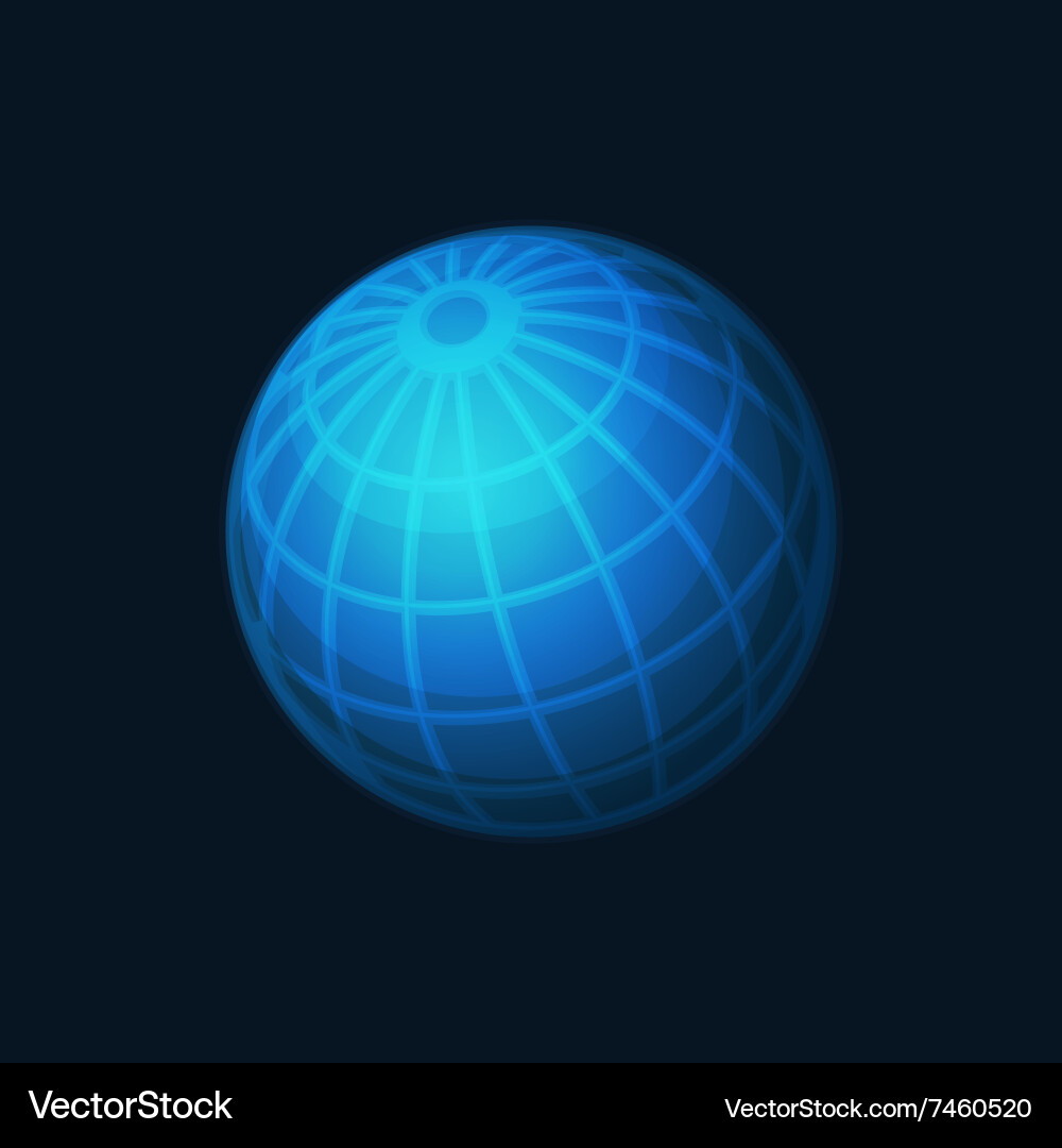 Blue globe network icon on dark background Vector Image