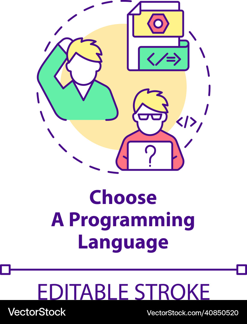 Choose a programming language concept icon Choose a programming language concept icon Vector Image