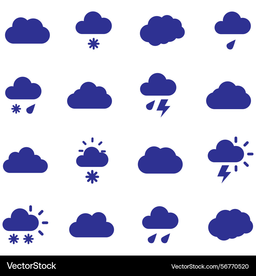 Clouds icons set of in different form Vector Image