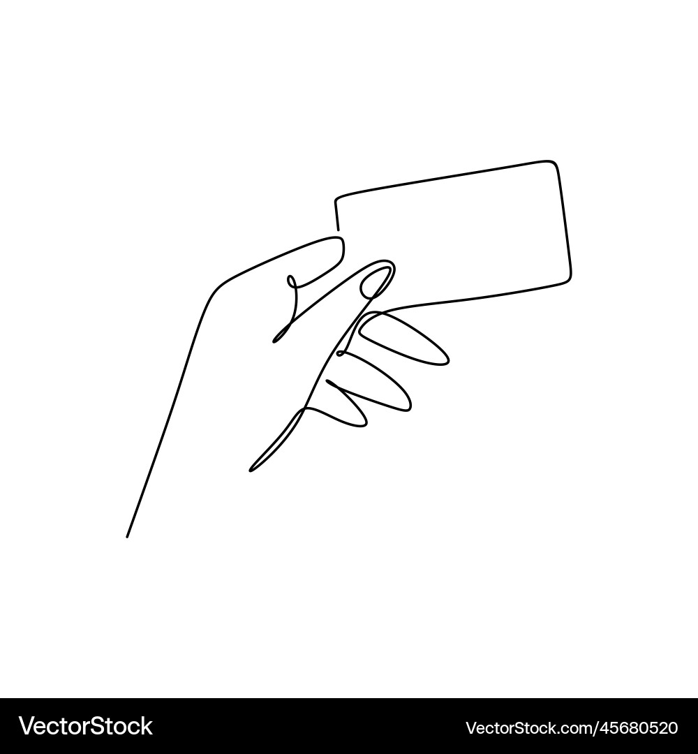 Continuous line drawing without holding a card Continuous line drawing without holding a card Vector Image