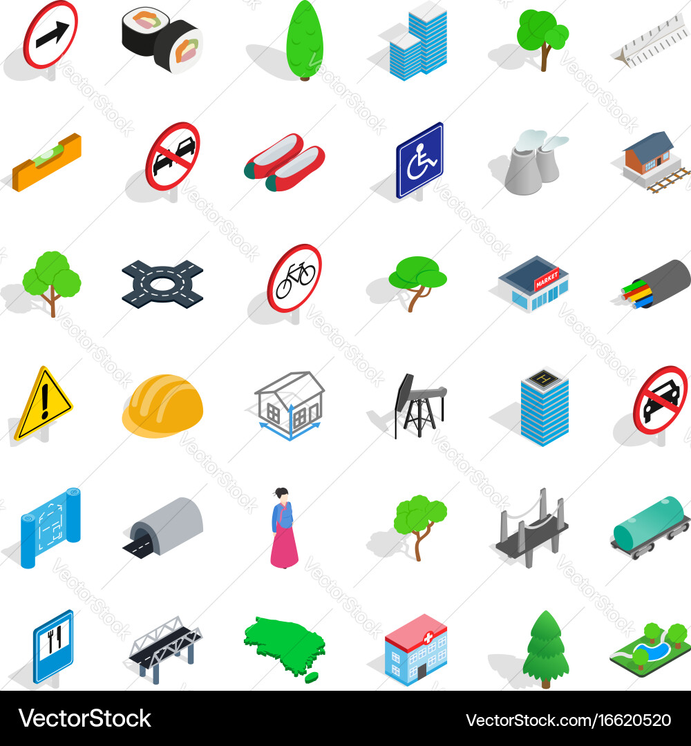 Factory icons set isometric style Vector Image