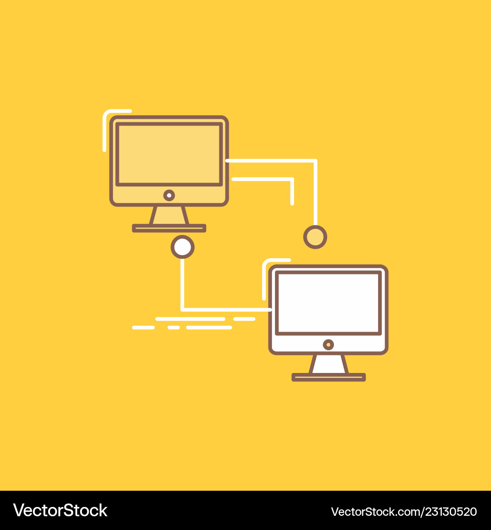 Local lan connection sync computer flat line Local lan connection sync computer flat line vector image