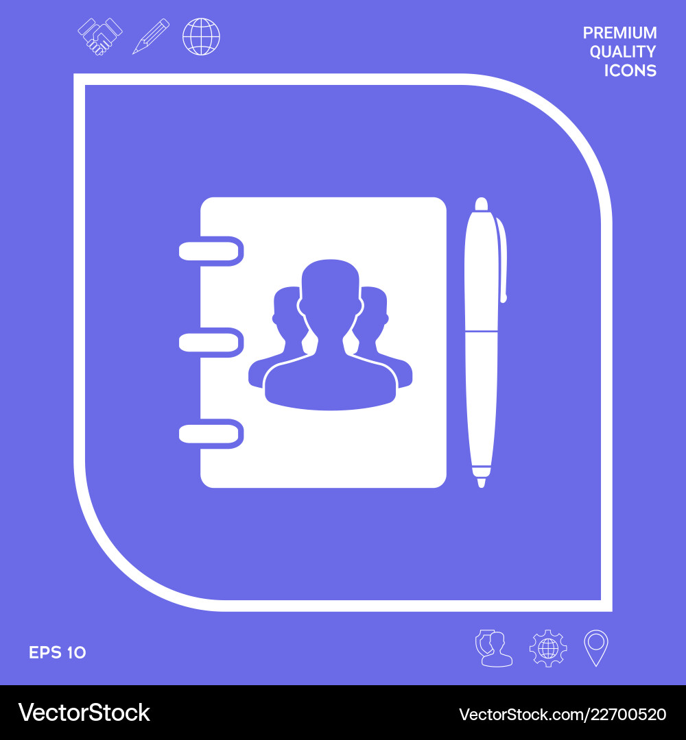 Notebook address phone book with symbol of group Notebook address phone book with symbol of group vector image