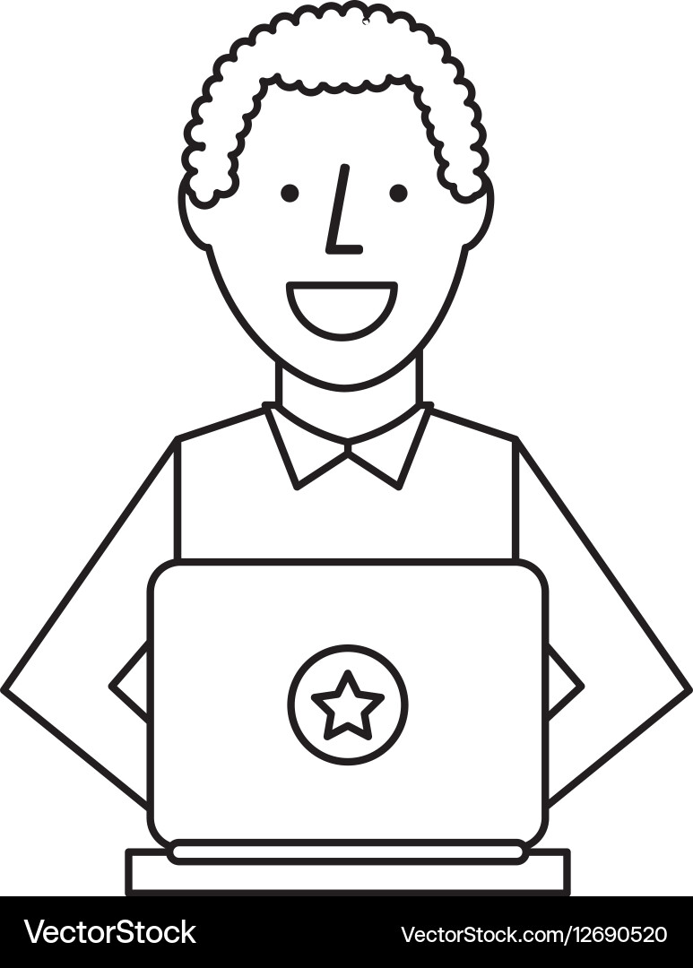 Person using computer icon vector image