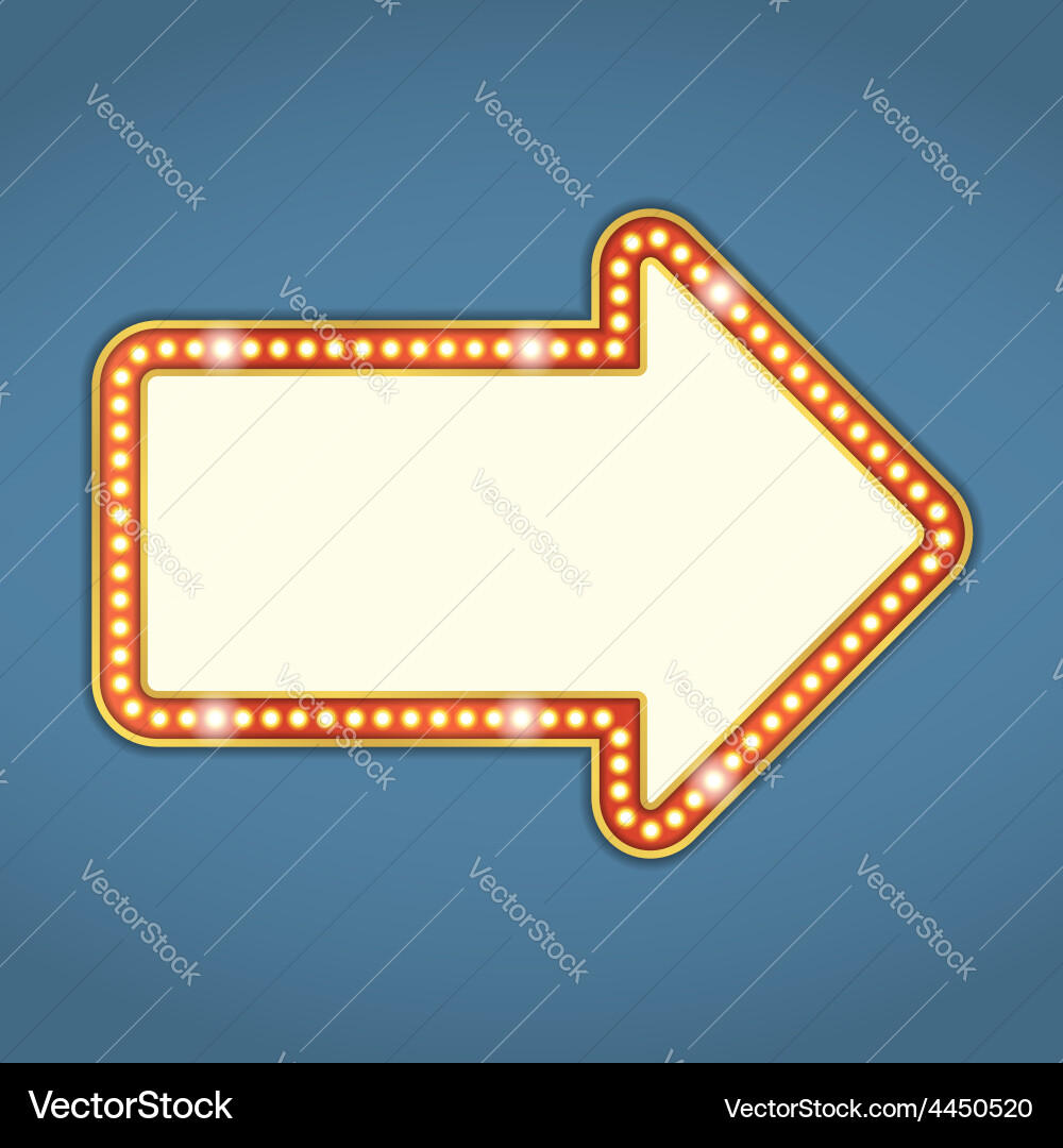 Retro Illuminated Arrow Vector Image