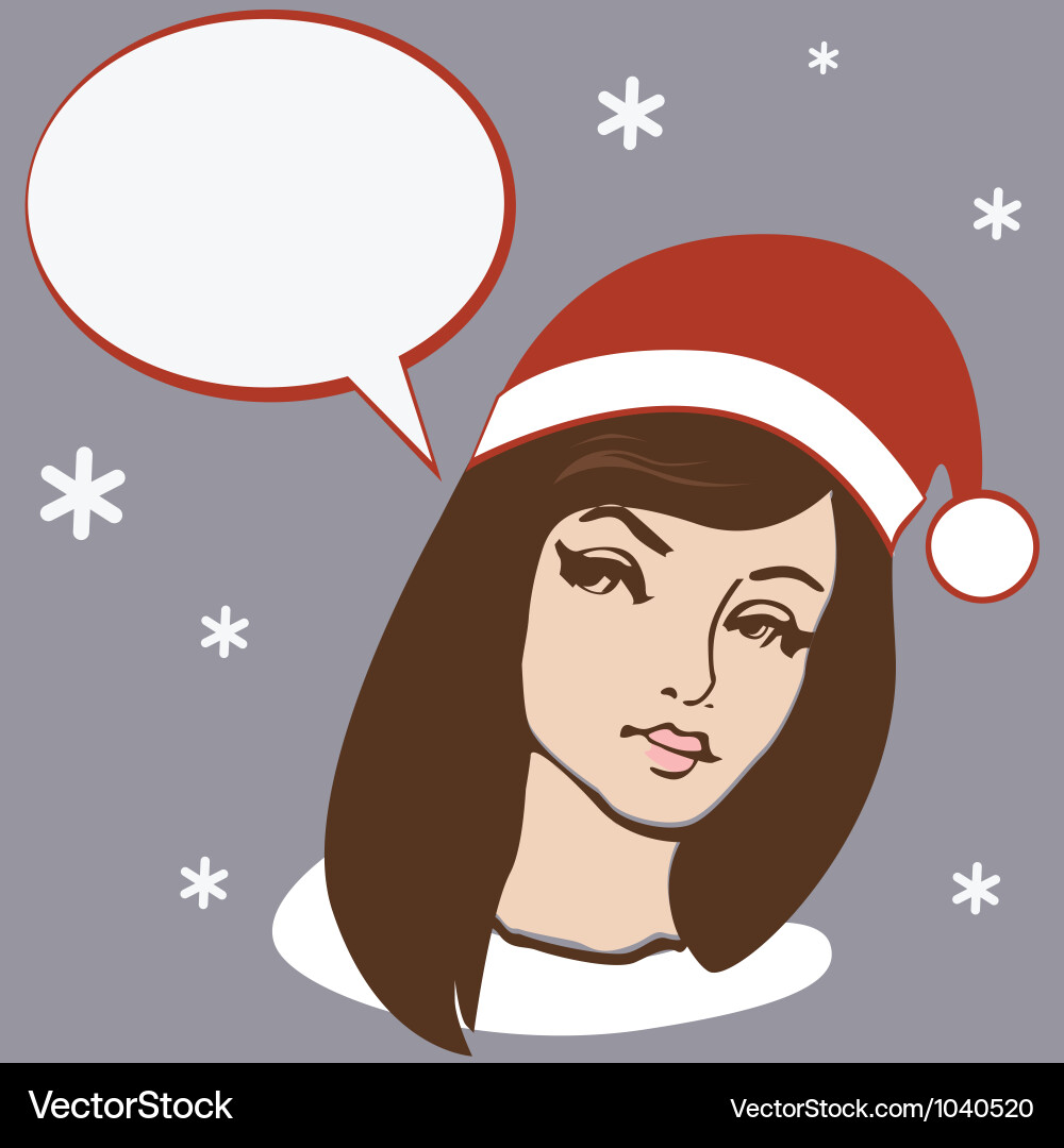 Santa brunette girl vector image