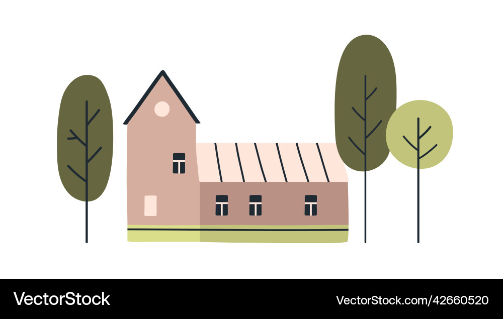 Scandinavian house exterior and trees outside Scandinavian house exterior and trees outside vector image