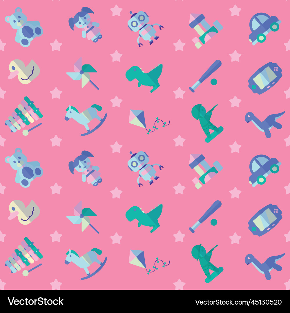 Seamless pattern background with toy icons Vector Image