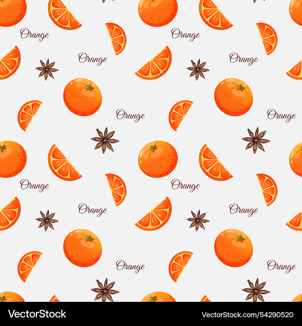 Seamless pattern with oranges slices and star Seamless pattern with oranges slices and star Vector Image
