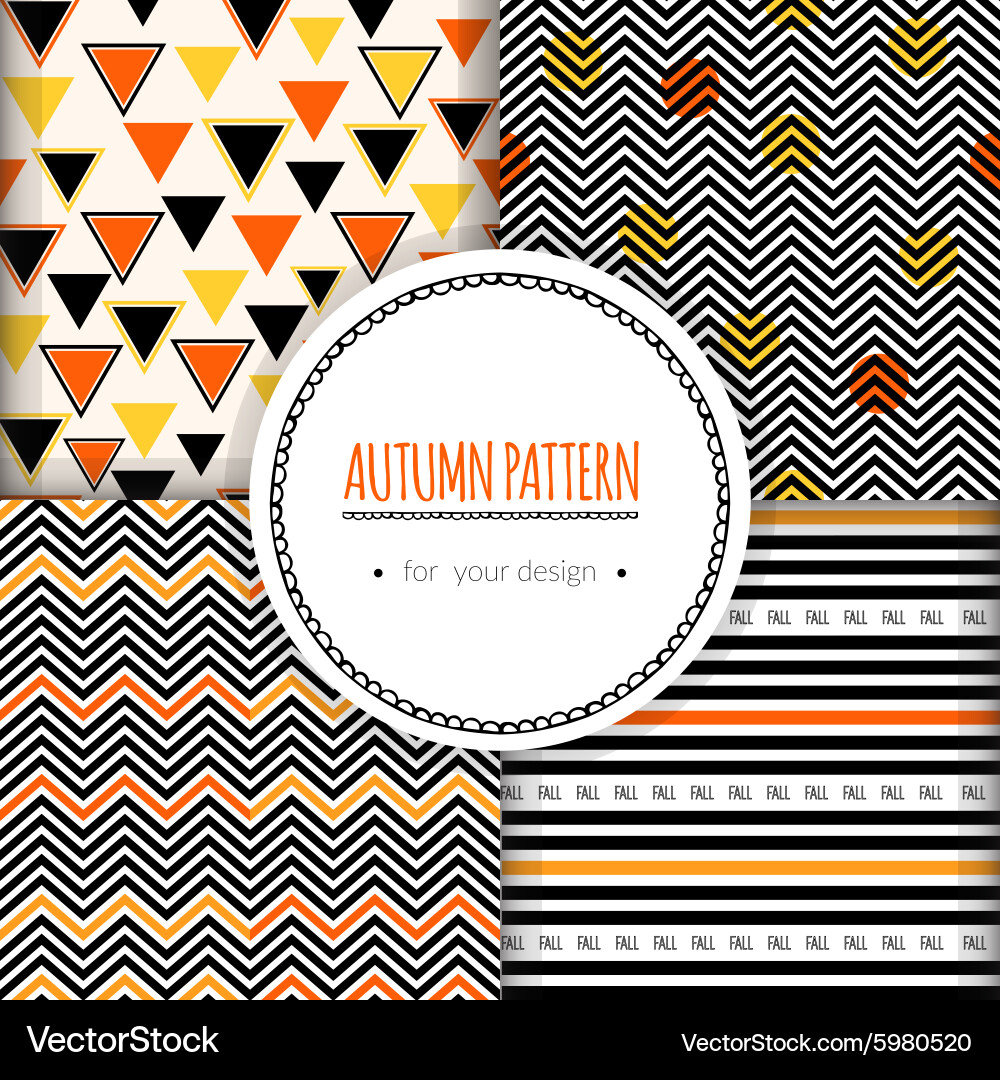Set with seamless autumn pattern Vector Image